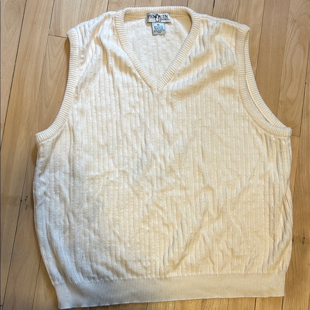 Original Penguin Men's V-Neck Cream Sweater Vest